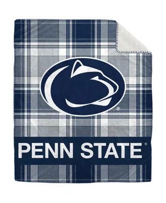 Pegasus Home Fashions Penn State Nittany Lions 50" x 60" Plaid Flannel Sherpa Plush Blanket