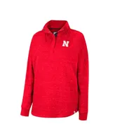 Women's Colosseum Scarlet Nebraska Huskers Natalie Speckled Quarter-Snap Top