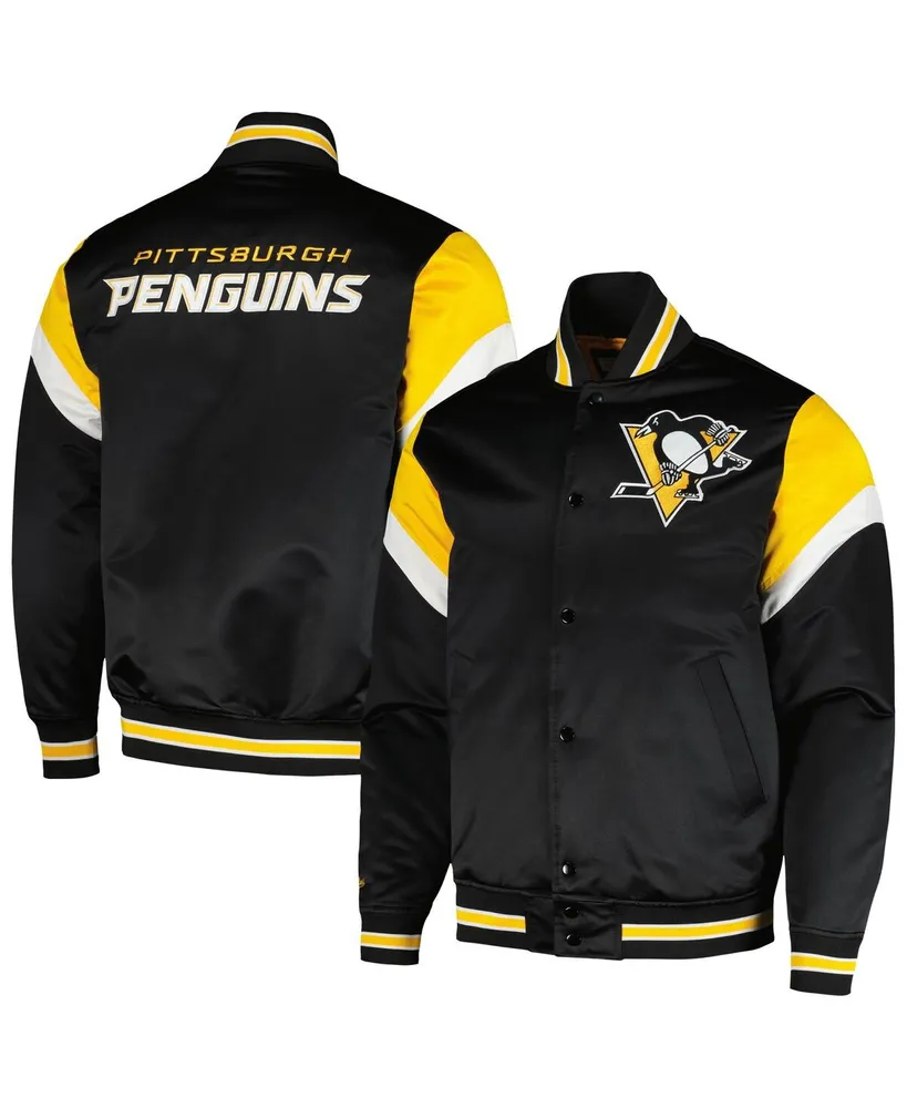 Men's Mitchell & Ness Black Pittsburgh Penguins Midweight Satin Full-Snap Jacket