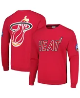 Men's Mitchell & Ness Red Miami Heat Hardwood Classics There and Back Pullover Sweatshirt