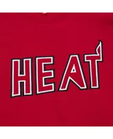 Men's Mitchell & Ness Red Miami Heat Hardwood Classics There and Back Pullover Sweatshirt