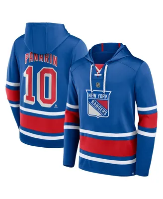 Men's Fanatics Artemi Panarin Royal New York Rangers Name and Number Lace-Up Pullover Hoodie