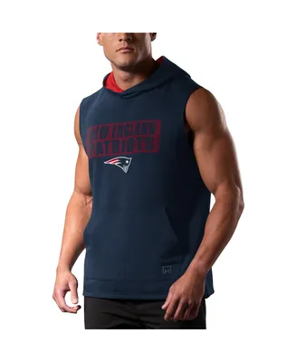 Men's Msx by Michael Strahan Navy New England Patriots Marathon Sleeveless Pullover Hoodie
