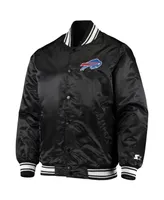 Men's Starter Black Buffalo Bills Locker Room Satin Varsity Full-Snap Jacket