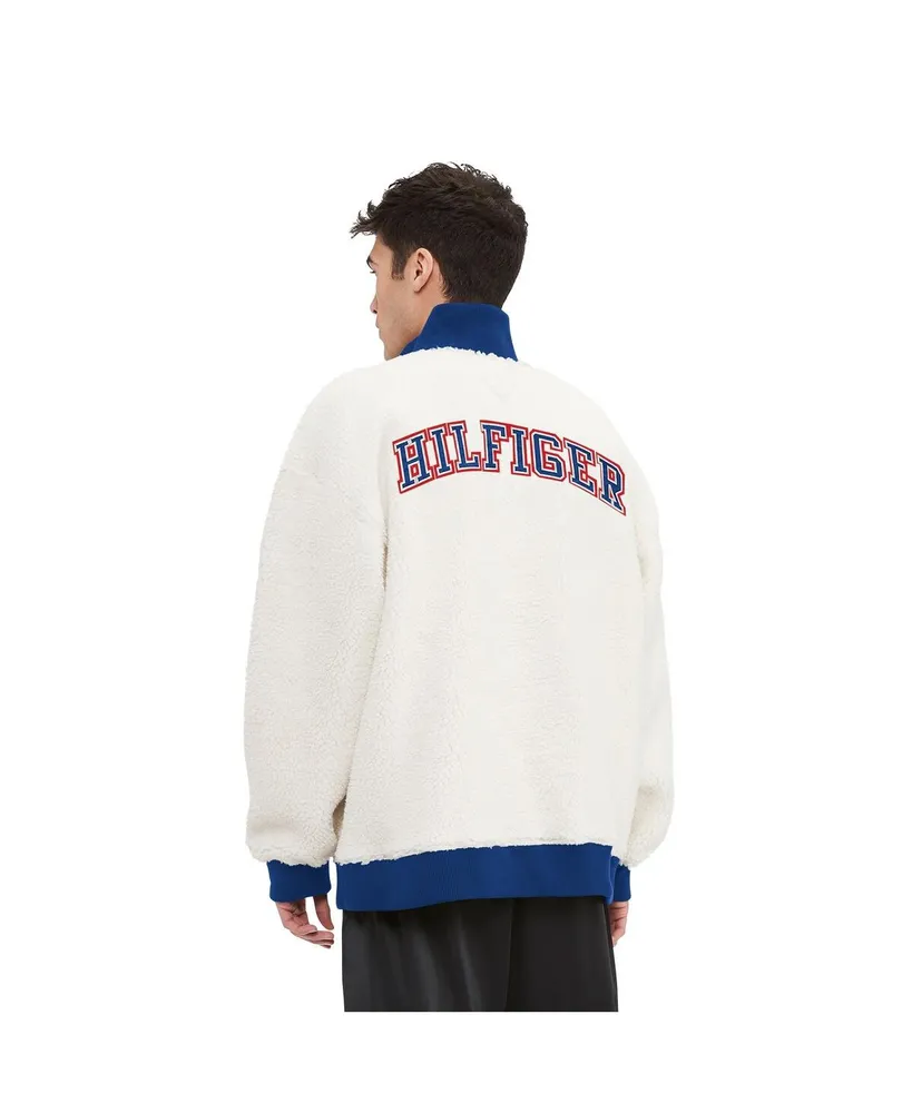 Men's Tommy Hilfiger Cream New York Giants Jordan Sherpa Quarter-Zip Sweatshirt