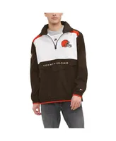 Men's Tommy Hilfiger Brown, White Cleveland Browns Carter Half-Zip Hooded Top