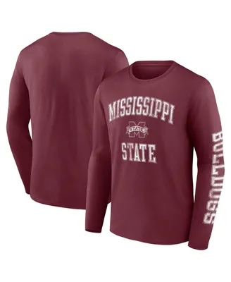 Men's Fanatics Maroon Mississippi State Bulldogs Distressed Arch Over Logo Long Sleeve T-shirt