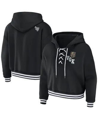 Women's Wear by Erin Andrews Black Vegas Golden Knights Lace-Up Pullover Hoodie