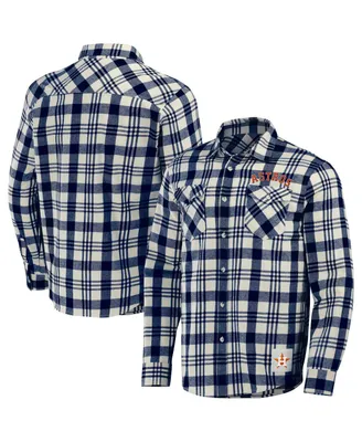 Men's Darius Rucker Collection by Fanatics Navy Houston Astros Plaid Flannel Button-Up Shirt