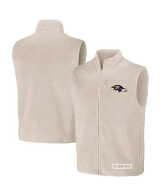 Men's Nfl x Darius Rucker Collection by Fanatics Oatmeal Baltimore Ravens Full-Zip Sweater Vest