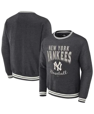 Men's Darius Rucker Collection by Fanatics Heather Charcoal Distressed New York Yankees Vintage-Like Pullover Sweatshirt