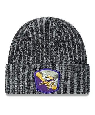 Youth Boys New Era Black Minnesota Vikings 2023 Salute To Service Cuffed Knit Hat