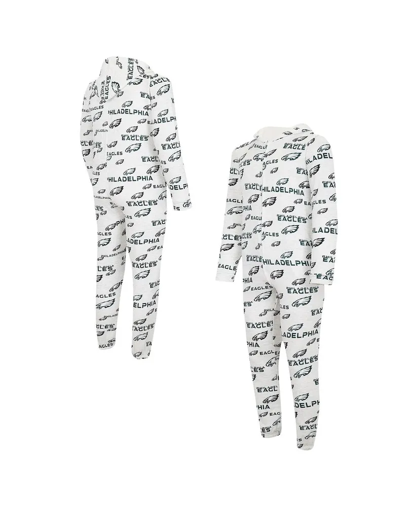 Men's Concepts Sport White Philadelphia Eagles Allover Print Docket Union Full-Zip Hooded Pajama Suit