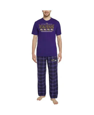 Men's Concepts Sport Purple, Black Baltimore Ravens Arctic T-shirt and Flannel Pants Sleep Set