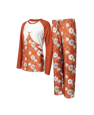 Women's Concepts Sport Texas Orange Longhorns Tinsel Ugly Sweater Long Sleeve T-shirt and Pants Sleep Set