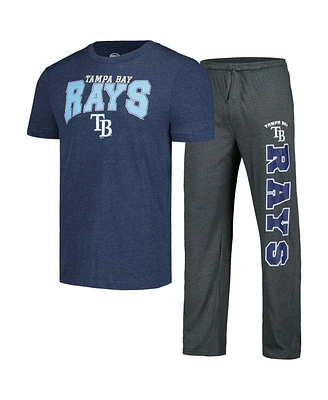Men's Concepts Sport Charcoal, Navy Tampa Bay Rays Meter T-shirt and Pants Sleep Set