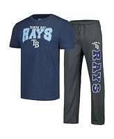 Men's Concepts Sport Charcoal, Navy Tampa Bay Rays Meter T-shirt and Pants Sleep Set