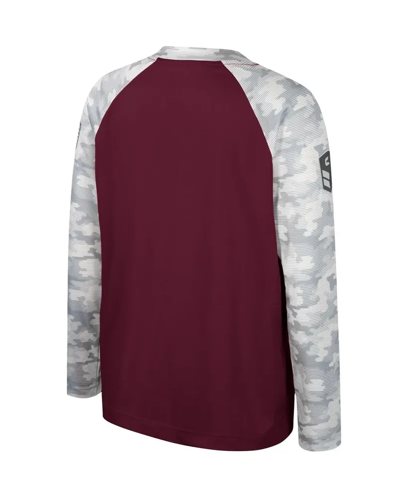 Big Boys Colosseum Maroon/Camo Texas A&M Aggies Oht Military-Inspired Appreciation Dark Star Raglan Long Sleeve T-shirt