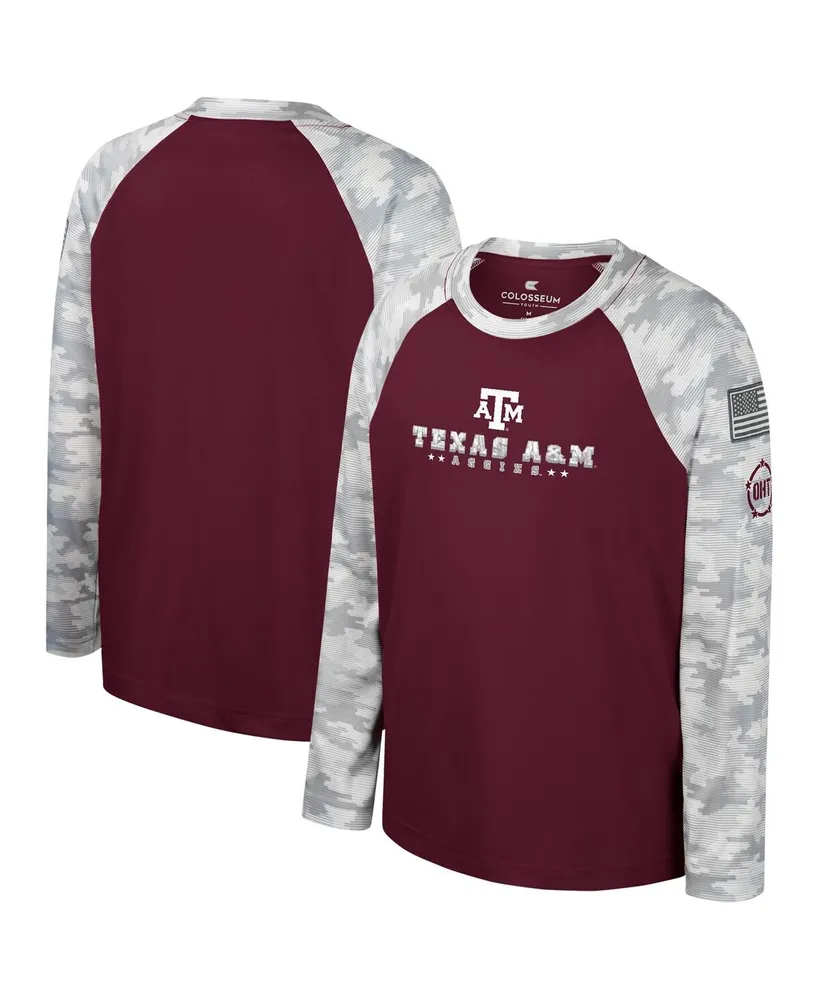 Big Boys Colosseum Maroon/Camo Texas A&M Aggies Oht Military-Inspired Appreciation Dark Star Raglan Long Sleeve T-shirt