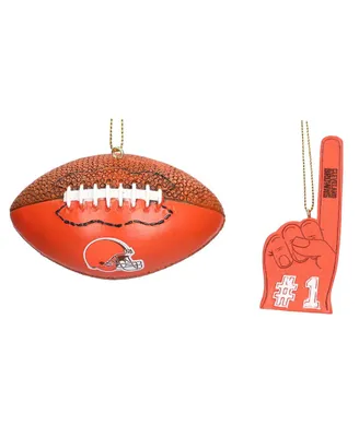 The Memory Company Cleveland Browns Football and Foam Finger Ornament Two-Pack