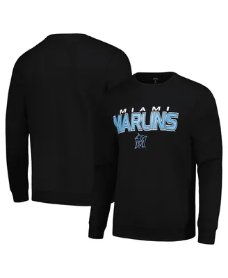 Men's Stitches Black Miami Marlins Pullover Sweatshirt