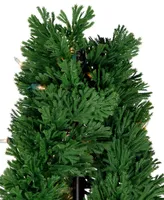 4.5' Pre-Lit Artificial Cedar Double Spiral Topiary Tree in Urn Style Pot Clear Lights