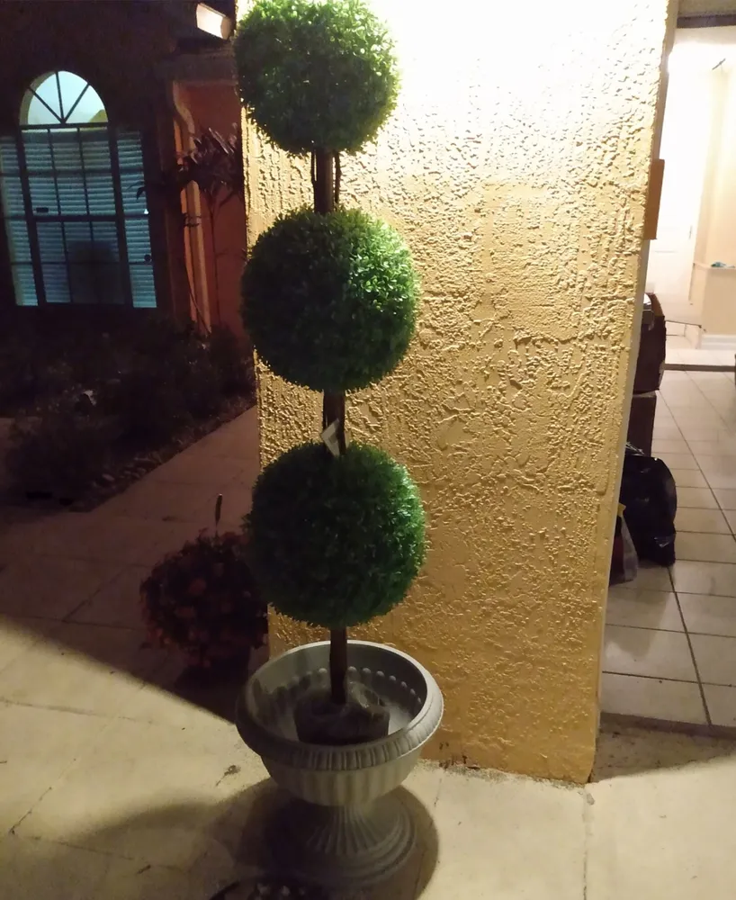 60" Triple Sphere Artificial Boxwood Topiary Potted Plant