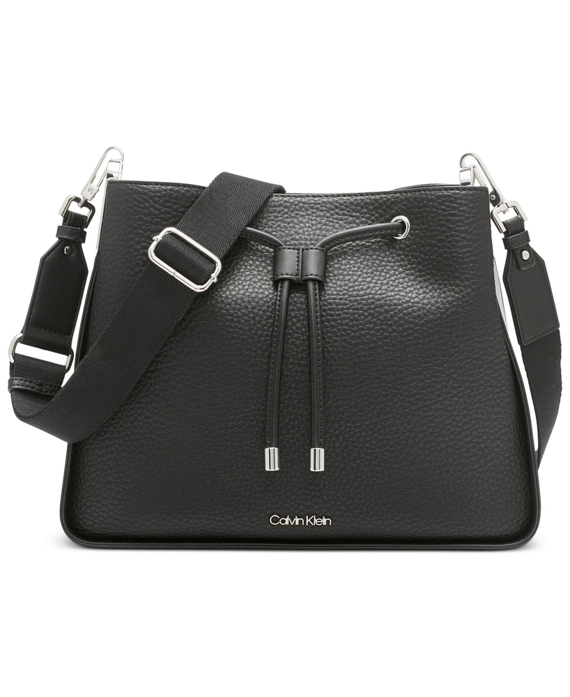 Calvin Klein Fay Drawstring Hobo with Adjustable Web Strap