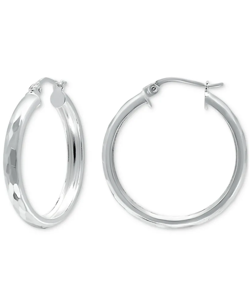 Giani Bernini Textured Tube Small Hoop Earrings in Sterling Silver, 25mm, Created for Macy's