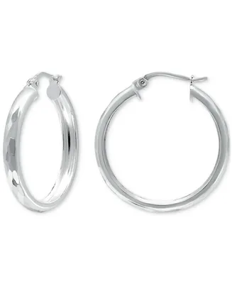 Giani Bernini Textured Tube Small Hoop Earrings in Sterling Silver, 25mm, Created for Macy's