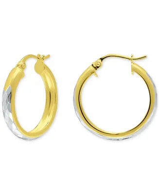 Giani Bernini Two-Tone Textured Small Hoop Earrings in Sterling Silver & 18k Gold-Plate, 20mm, Created for Macy's