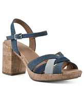 White Mountain Women's Dubonnet Cork Block Heel Sandals