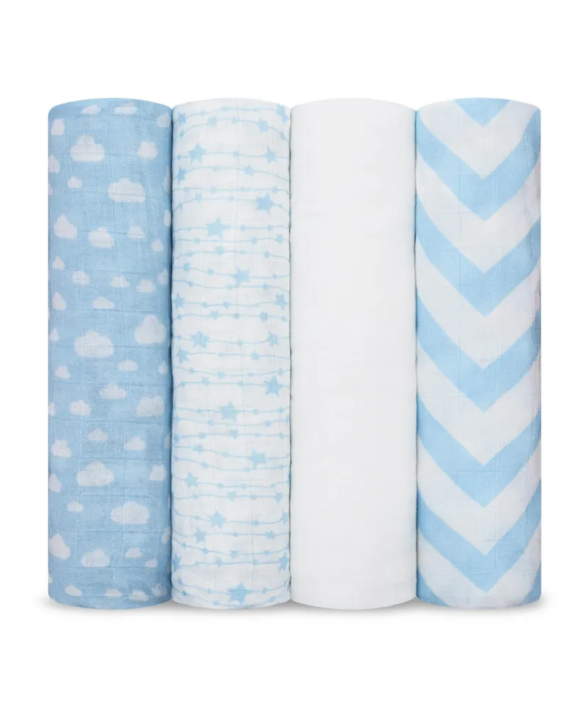 Comfy Cubs Baby Boys and Girls Muslin Swaddle Blanket, Pack of 4