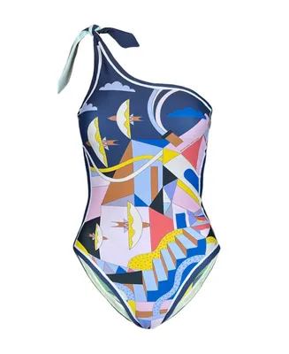 Jessie Zhao New York Dream Like Reversible One-Shoulder One-Piece Swimsuit