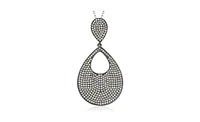 Suzy Levian New York Sterling Silver Cubic Zirconia Pave Pear Shaped Large Disk Pendant Necklace