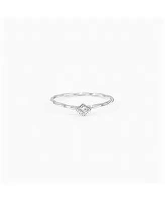 Thin Crystal Solitaire Ring