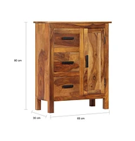 vidaXL Sideboard 25.6"x11.8"x31.5" Solid Wood