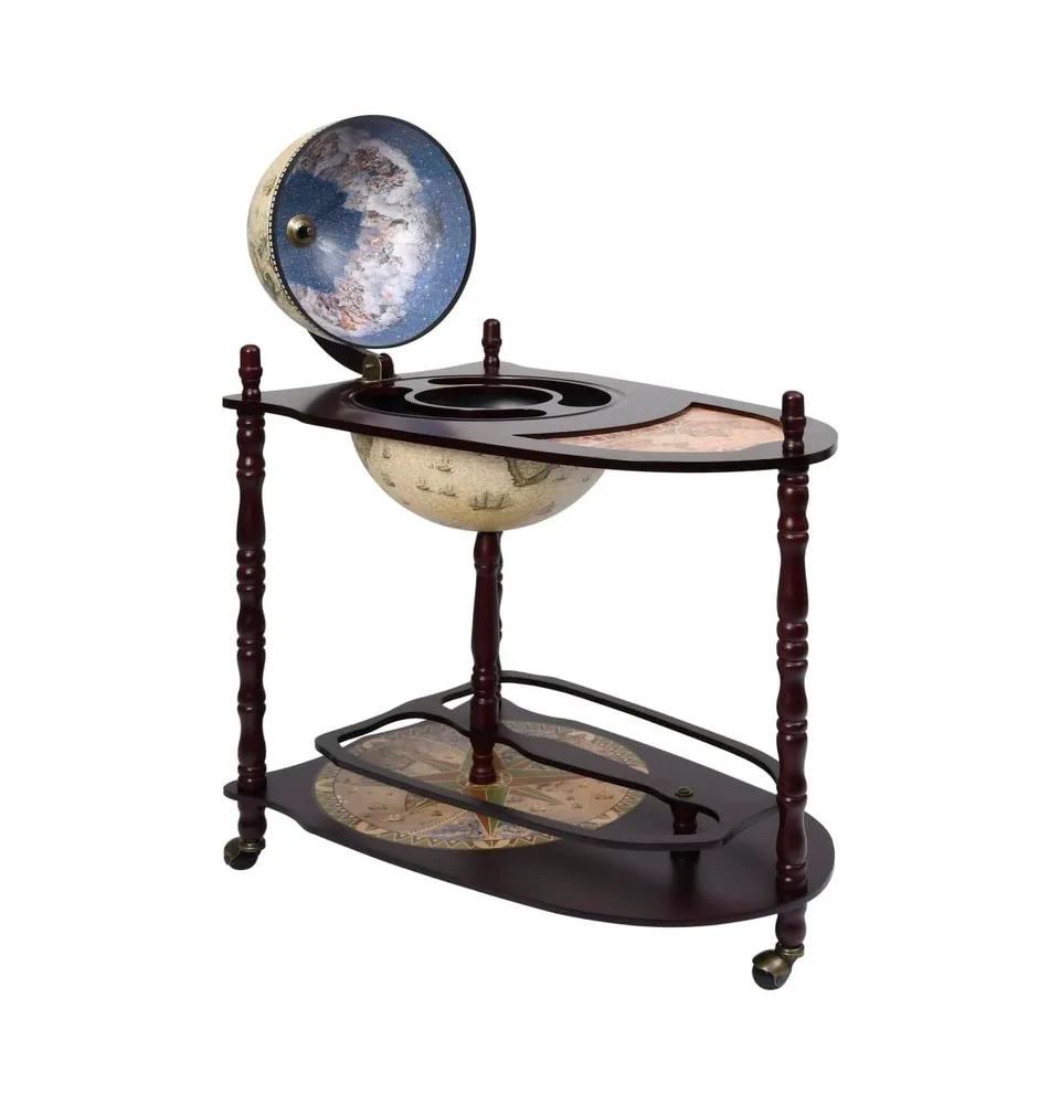 Freestanding Globe Bar Wind Stand Eucalyptus Wood Green