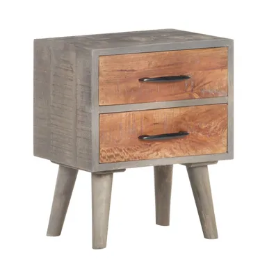 Bedside Cabinet Gray 15.7"x11.8"x19.7" Solid Rough Mango Wood