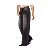 Edikted Womens Magda Low Rise Acid Wash Jeans