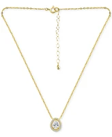 Giani Bernini Cubic Zirconia Pear Halo Pendant Necklace 18k Gold-Plated Sterling Silver, 16" + 2", Created for Macy's