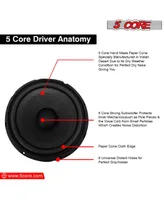 5 Core 12 Inch Subwoofer Speaker 1200W Peak 8 Ohm Dj Replacement Bass Sub-Woofer w 30 Oz Magnet Wf 12120 8OHMS