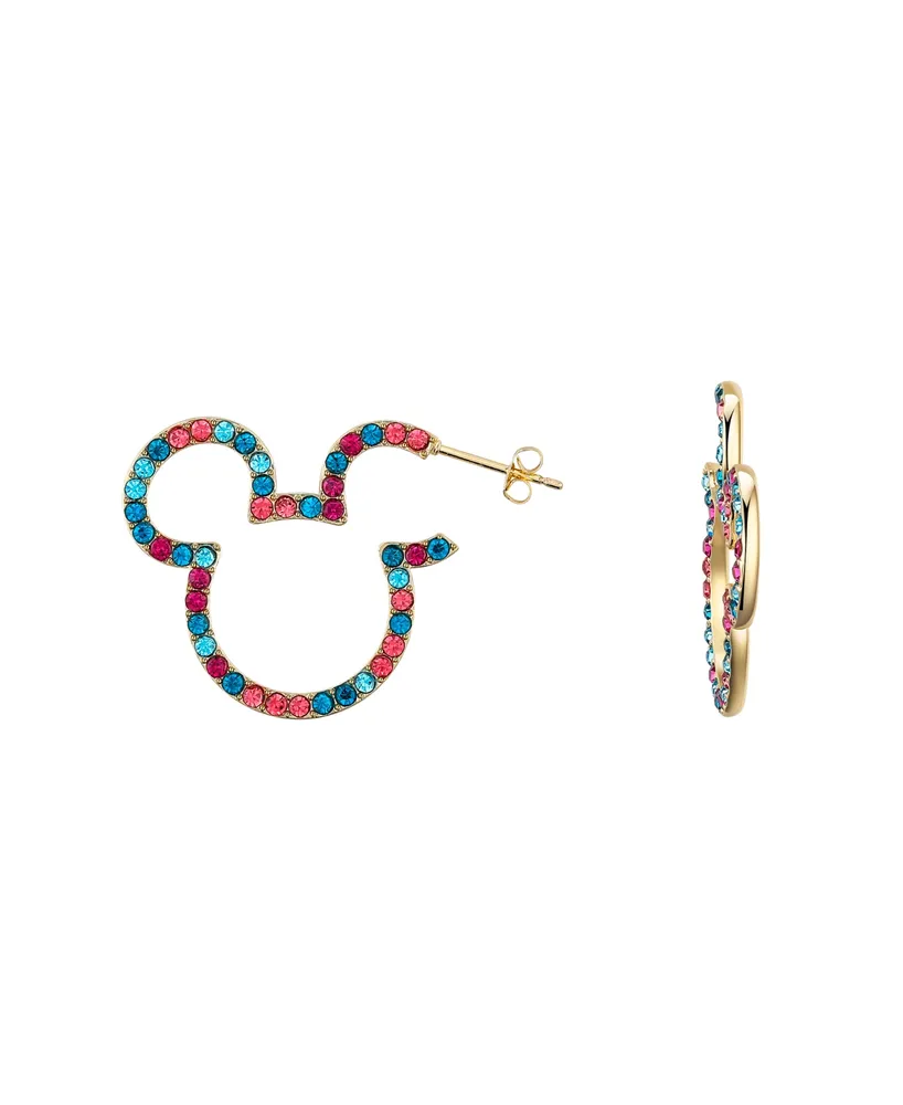 Disney Multi Color Crystal Mickey Mouse Hoop Earrings