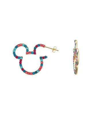 Disney Multi Color Crystal Mickey Mouse Hoop Earrings