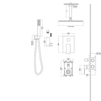 Streamdale Furniture Dual Shower Head - 12 Inch Ceiling Mount Square Shower System With Rough-In Valve, Gold