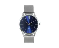 Peugeot Men's 40mm Blue Dial Slim Case Stainless Steel Mesh Watch