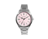 Peugeot Women's 36mm Sport Watch with Pink Dial and Stainless Steel Bracelet
