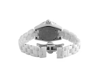 Peugeot Women's 36mm White Genuine Ceramic Strap Watch with Sport Bezel