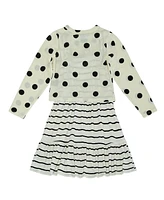 Trixxi Big Girls Cardigan Layered Dress and Scrunchies Set