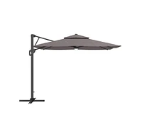 Mondawe 10ft Square Solar Led Offset Cantilever Outdoor Patio Umbrella with Bluetooth Speaker and Included Base